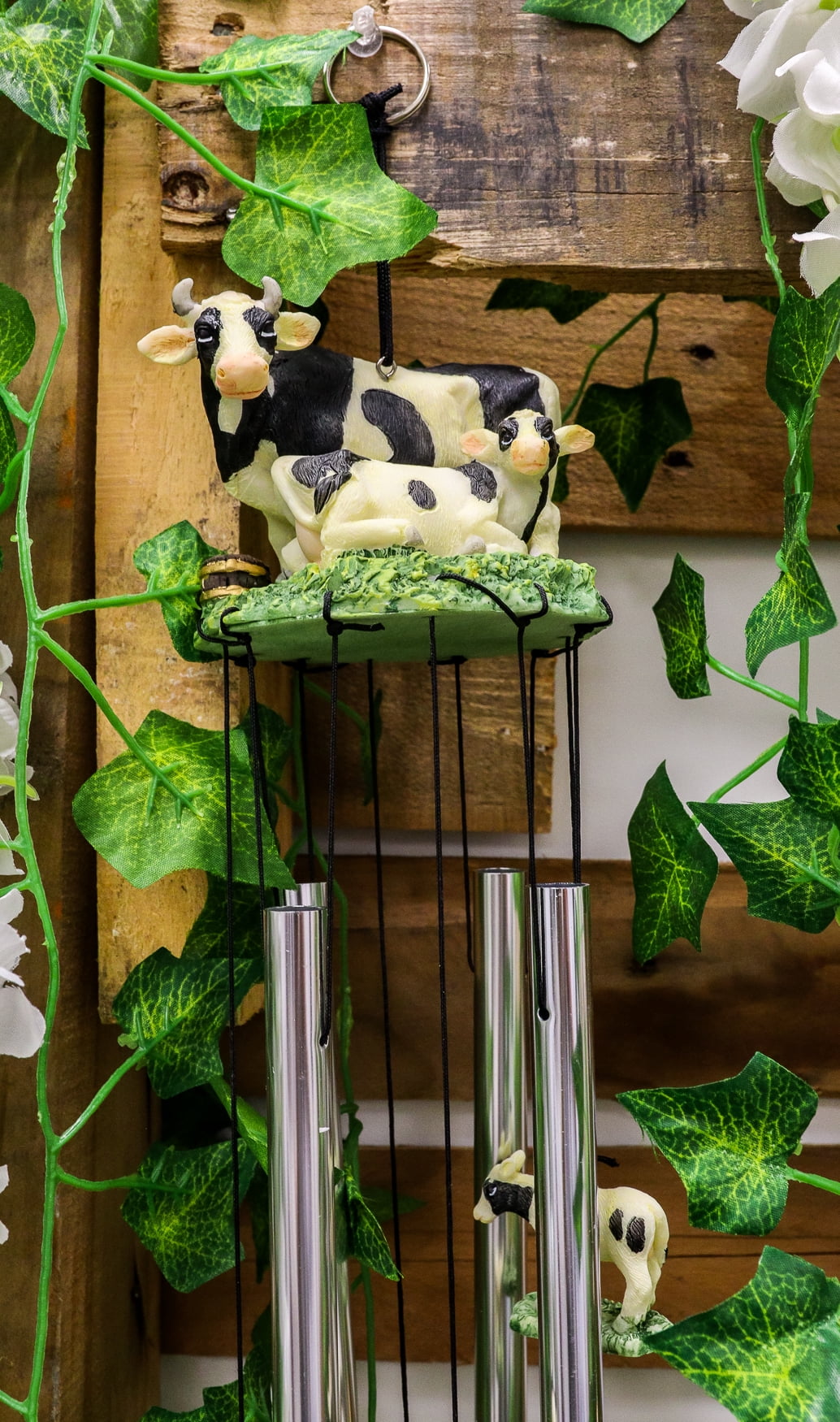 Ebros Gift Bovine Holstein Cow and Baby Calf Family Resonant Relaxing Wind Chime