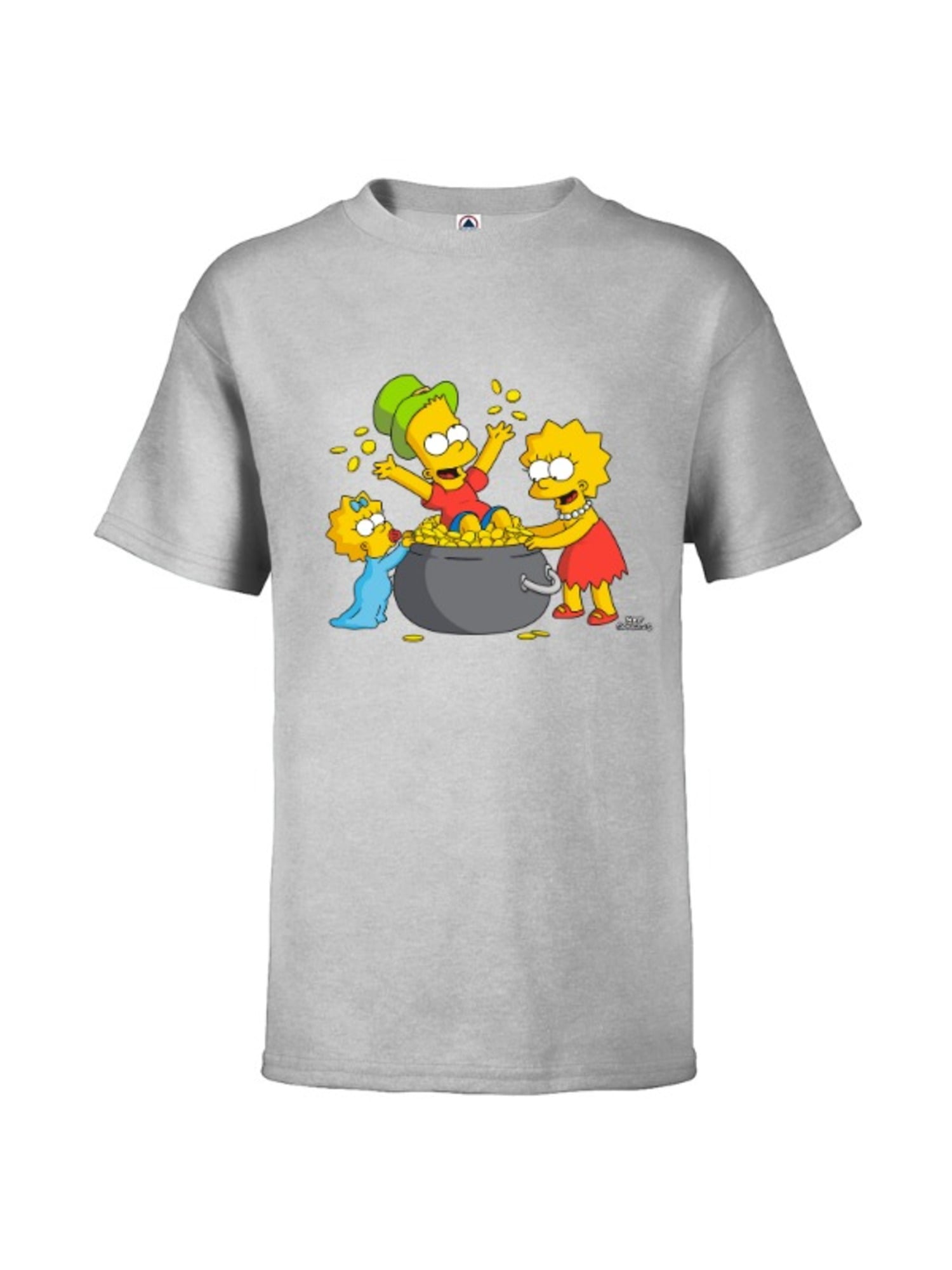 The Simpsons Lisa Bart Maggie Pot of Gold St. Patrick's Day - Short Sleeve  T-Shirt for Kids - Customized-Athletic Heather - Walmart.com