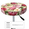 thumbnail image 2 of Tulips Flowers Light Pink Round Bar Stool Seat Covers, Elastic Round Chair Cover Stool Seat Slipcover Bar Stool Cushions Round Pad for 12-14 inch, 2 of 5