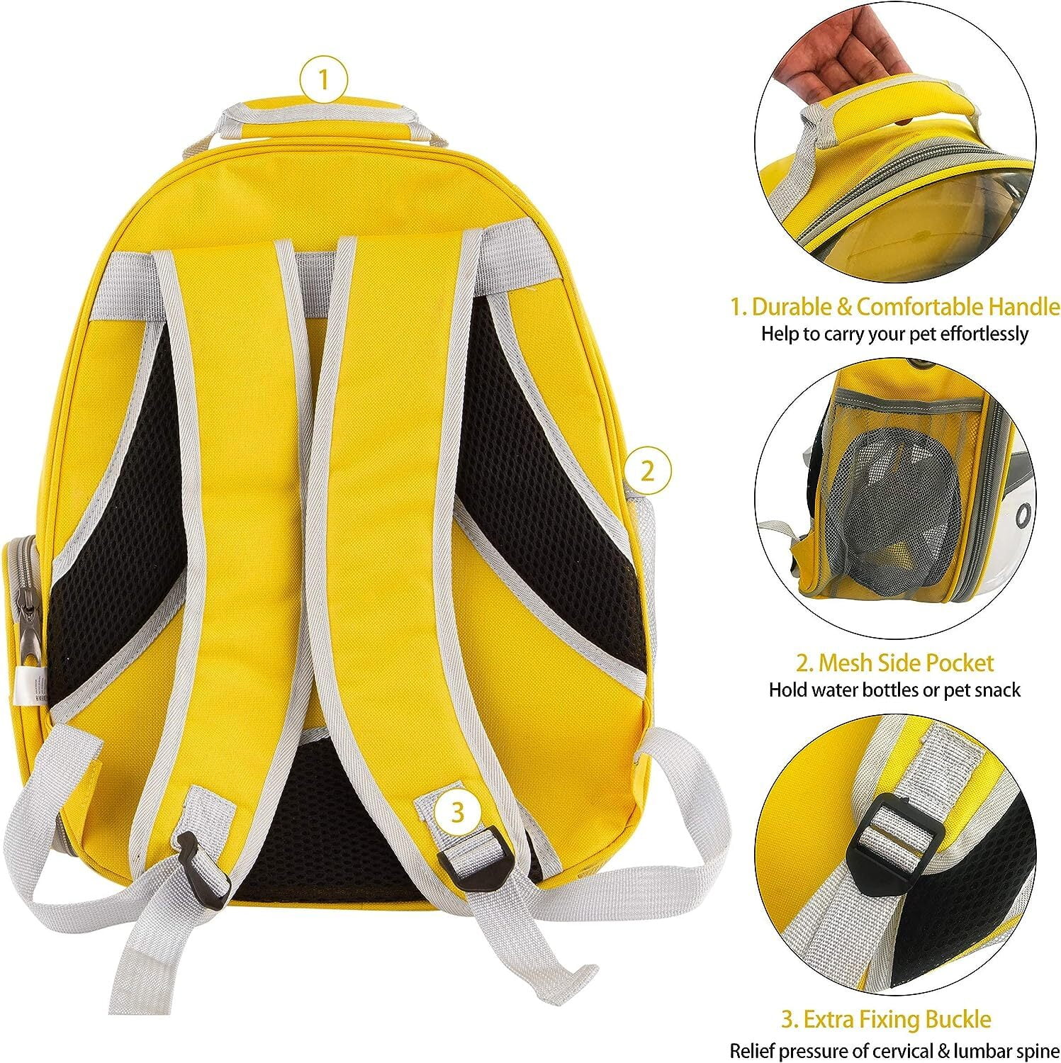 Cat Backpack Carrier Bubble Bag, Transparent Space Capsule Pet Carrier Dog Hiking Backpack, Small Dog Backpack Carrier for Cats Puppies Airline Approved Travel Carrier Outdoor Use Yellow