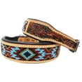 thumbnail image 2 of Small 13''- 17'' Hand Tooled Beaded Padded Leather Dog Collar  60162, 2 of 2