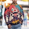 thumbnail image 2 of Surprise Clown Colorful Men's Sweater Sports POLO Shirt Zip Pullover Mens Athletic Long Sleeve Sweatshirt Mock Neck for Men, 2 of 7