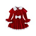 thumbnail image 1 of Fashnice Ensemble 2 Pcs pour Enfants avec Robes à Châles Manches Longues Robe de Soirée Mignonne Printemps Rouge 90cm, 1 of 7