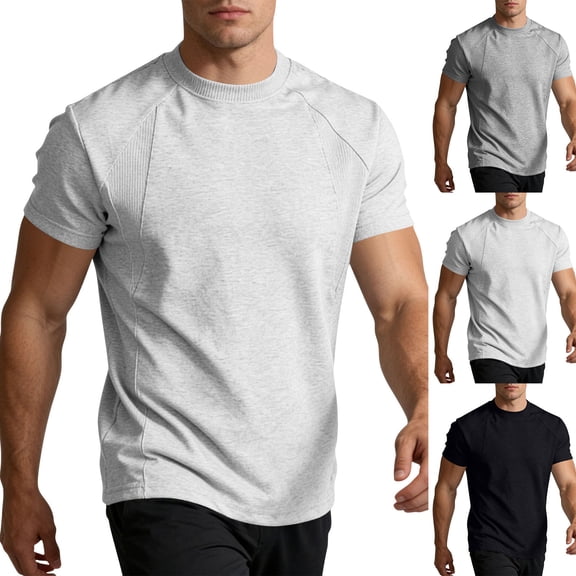 Kojanyu Men's Crew Neck T-Shirt Short Sleeve Athletic Fit Moisture Wicking Stretch Performance Tee Casual Top M-XXXL