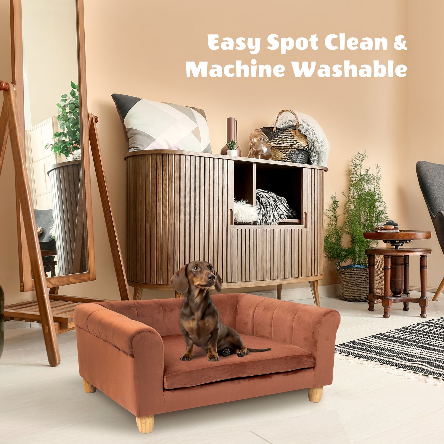 Critter Sitters 33-in Faux Suede Durable Washable Pet Bed for Small & Medium Sized Cats & Dogs in Brown, CSPETBED11-BRWN