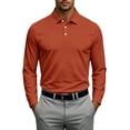 thumbnail image 2 of Resicozy Mens Polo Shirt Long Sleeve Athletic Solid Color Collar Golf Shrit Saffron 3XL, 2 of 8
