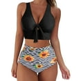 thumbnail image 1 of ICHUANYI Clearance Women Sunflower Print Bikini Set Push Up Bathing Swimwear High Waist Swimsuit(Black, M) Ichuanyi Ichuanyi, 1 of 9