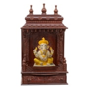 Pooja Bazar Wooden Pooja Mandir for Home Gopura Temple - Rosewood Finish, Medium (W 12 X L 21 X H 34)