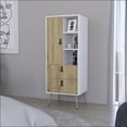 thumbnail image 3 of Dressers, Modern Tall Storage Dresser | White/Macadamia | Engineered Wood | Multicolor, 3 of 7
