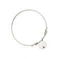 thumbnail image 2 of 8 1/2 inch Round Double Loop Bangle Bracelet w/ Plain Disc medal charm w/ February Purple Swarovski Crystal, 2 of 3