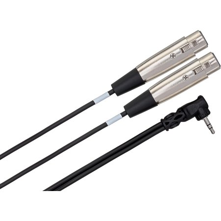 dual xlr3f to right angle 3.5 mm trs microphone cable, 2 feet