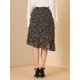 thumbnail image 5 of Allegra K Falda midi de gasa con cintura elÃ¡stica irregular floral con volantes para mujer Negro XS Unique Bargains Falda, 5 of 6