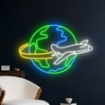 thumbnail image 2 of Handmadetneonsign Around The World Neon Sign, AirPlane Earth Neon Led Art Decor, AirPlane Wall Decor, 2 of 5