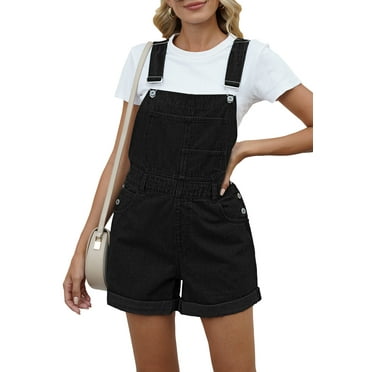 Pink Queen Women's Denim Classic Adjustable Straps Cuffed Hem Bib Overalls Shortalls S-2XL