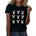 thumbnail image 2 of VBTAPA Easter T Shirts for Women Short Sleeve Crewneck Tops Novelty Funny Bunny Printed Graphic Tees Casual Holiday Tee Blouse Limited Time Sales Black S, 2 of 5