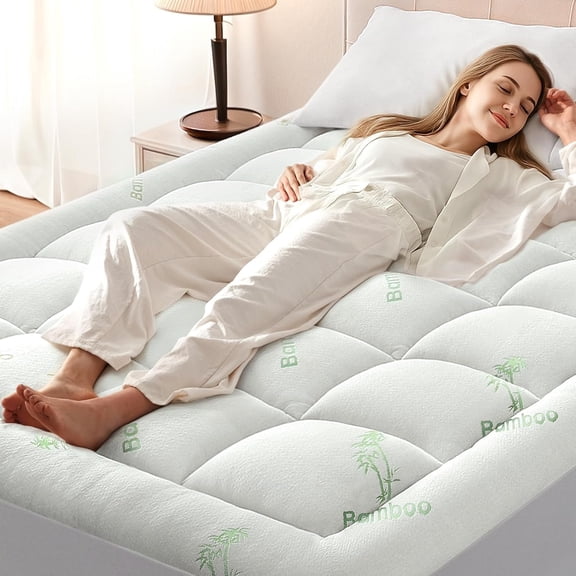 Mattress Topper Rayon Derived from , Memory Pillow Top Mattress Topper for , Thick Soft Mattress Pad with 8-21" Deep Pocket, 60x80 Inches, White