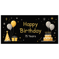 thumbnail image 2 of Pixel Style Happy Birthday Banners with Party Hat Cake Elements Backdrop Decors for 75th Birthday Party Photography Props Party Supplies Background Decorations, 2 of 4