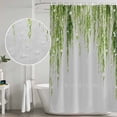 thumbnail image 5 of Sage Green Shower Curtain, Waterproof Shower Curtains for Bathroom, Summer Botanical Leaves Watercolor Washable Fabric Bathtub Curtain Set Bath Decor with 12 Hooks 48"x72", 5 of 8
