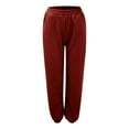 thumbnail image 4 of Baqcunre Women's Fleece-Padded High-Waisted Loose and Corded Feet Pants Size S-XXL,Fleece Lined Pants Women Womens Sweatpants Joggers for Women Pants for Women Red, 4 of 5