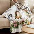 thumbnail image 4 of Throw Blanket for Couch Bird Flower Soft Fleece Flannel Blankets Cozy Lightweight Blanket for Home Sofa Living Room Pink Flower Bed Throws 30" x 40", 4 of 9