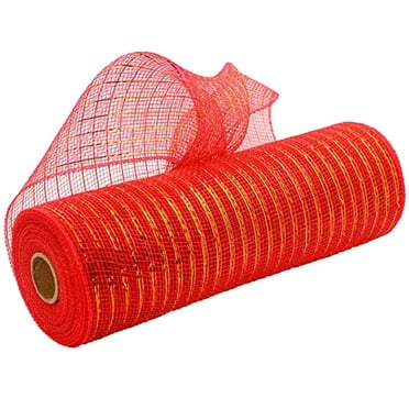 Lilixerw Mesh Ribbon for Wreaths,Red White Poly Deco Mesh Rolls,Christmas Ribbon for Wreaths,Swags and Christmas Tree Decoration