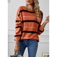 thumbnail image 5 of Asyoly Women's Fashion Striped Pullover Sweater Crew Neck Long Sleeve Color Block Winter Casual Knitted Jumper Lightweight Knitwear Comy Top, 5 of 6
