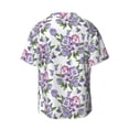 thumbnail image 2 of Xecao offers the Violets Flowers for Men's Casual Short-sleeved Shirt, a button-up collared shirt with a pocket, perfect for beach vacations and yacht travel in the XX-Large size., 2 of 7