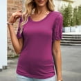 thumbnail image 4 of Summer Saving Wycnly Womens Tops Dressy Casual Beach Going out Fashion Puff Sleeve Slim Fit Lightweight Tunic Shirts Summer Short Sleeve Round Neck Tops Solid Blouse Hot Pink XL, 4 of 5