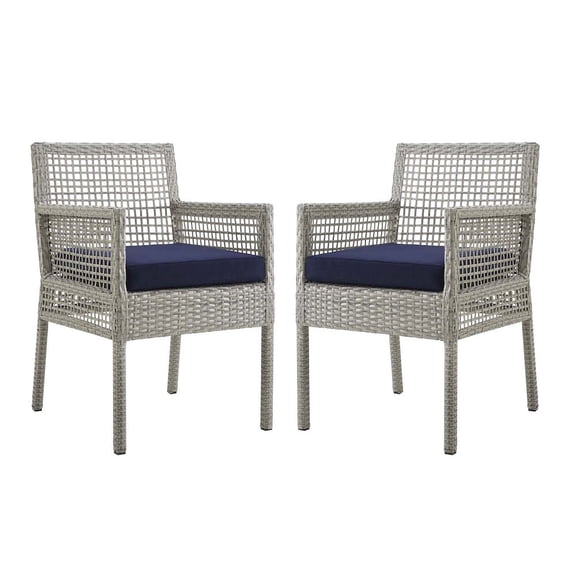 Modway Aura Outdoor Patio Wicker Rattan Dining Armchair Set of 2