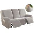 thumbnail image 5 of SHANNA 8-Pieces Recliner Sofa Covers Stretch Reclining Couch Covers for 3 Cushion Reclining Sofa Slipcovers Furniture Protectors,Silver Gray, 5 of 11