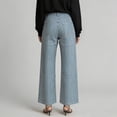 thumbnail image 4 of Cagogo Women's Wide Leg High Waisted Trousers with Pockets Striped Casual Streetwear Long Pants Vacation Travel Lounge Outfits Summer Clothes, Blue S, 4 of 6