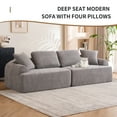 thumbnail image 4 of 103" Wide Comfortable Crochet Yarn 4 Seater Combined Sofa, Full Sponge Compression Sofa with 4 Pillows for Living Room Bedroom Office, No Need Assembly, Gray, 4 of 8
