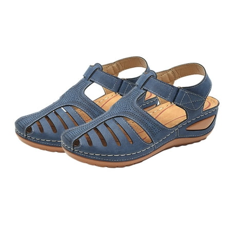 

1 Pair of Retro Style Sandals Round Head Shoes Slipsole Sandals Footwear Supplies (Blue Size 35 EU36 US5.5 UK3)