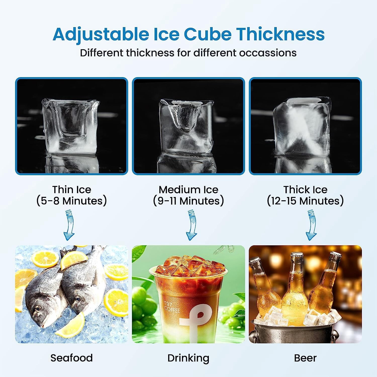 M optimized Commercial Ice Maker 80LBS/24H, Under Counter Ice Maker Machine w/ 30LBS Ice Bin, 32 Ice Cubes/Cycle, Self Clean, Freestanding Ice Machine for Home, Bar, Coffee Shop