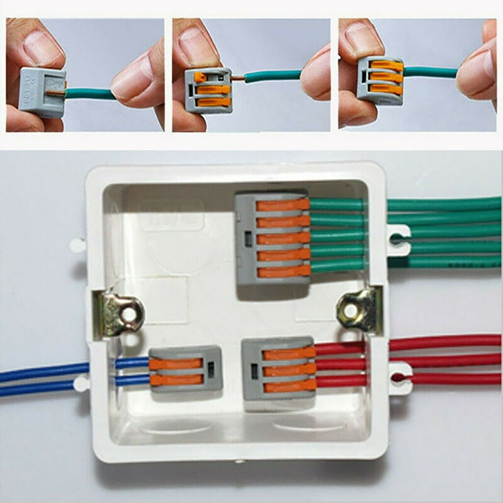 60pcs Spring Lever Terminal Block Electric Cable Wire Conector 2 3 5Way Reusable 