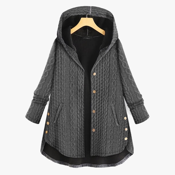 Puntoco moda mujer manga larga bolsillos camiseta otoño blusa sólida cárdigan con capucha botón abrigo Tops liquidación Puntoco Puntoco-5497