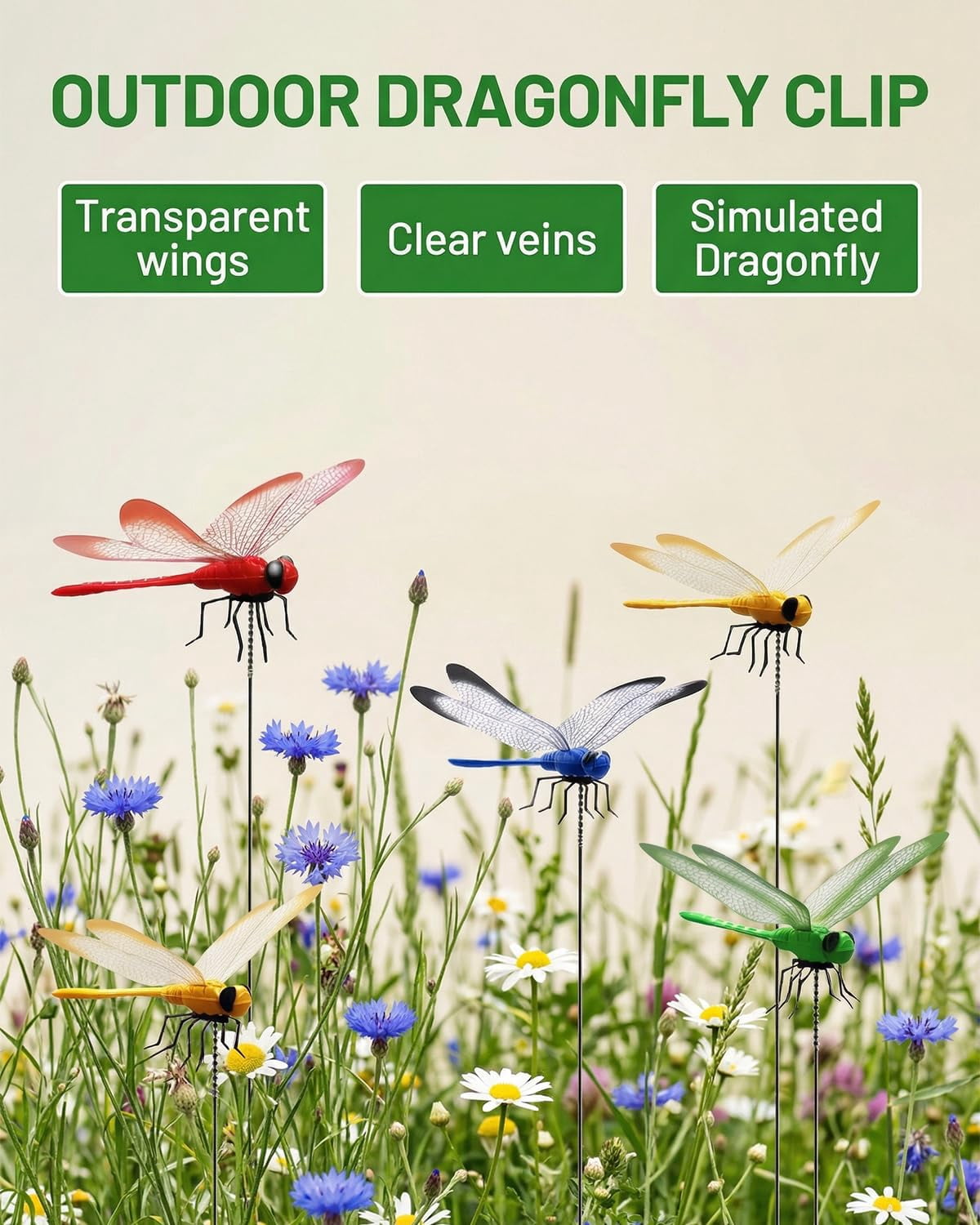 20 PCS Dragonfly Clips to Keep Bugs Away,Fake Dragon Flies,Clip on Dragonflies for Bug Repellent,Realistic Fly Decoy Wasp Deterrent,3D Outdoor Garden Artificial Hat Rod Stakes Gardening Decor