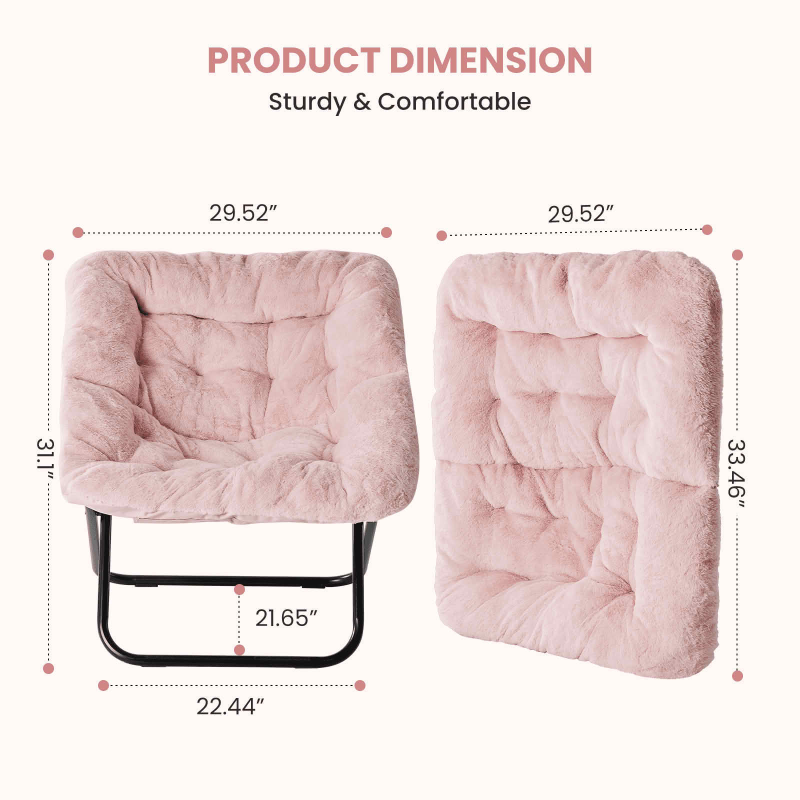 MAYEERTY Faux Fur Folding Lounge Chair Soft Large