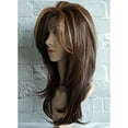 thumbnail image 5 of Wig with Bangs, Wigs for Women, 65CM Sexy Gradient Brown Party Wigs Long Curly Hair Mixed Colors Synthetic Wig, 5 of 6