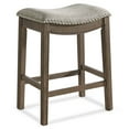 thumbnail image 1 of Open Box ROME + OAK Parker Backless Saddle Kitchen Counter Stool, Walnut, Grey, 1 of 12