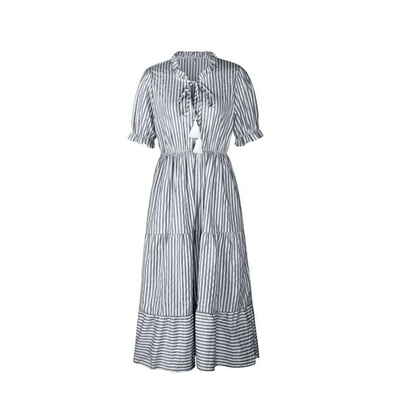 Striped Dress Gray M