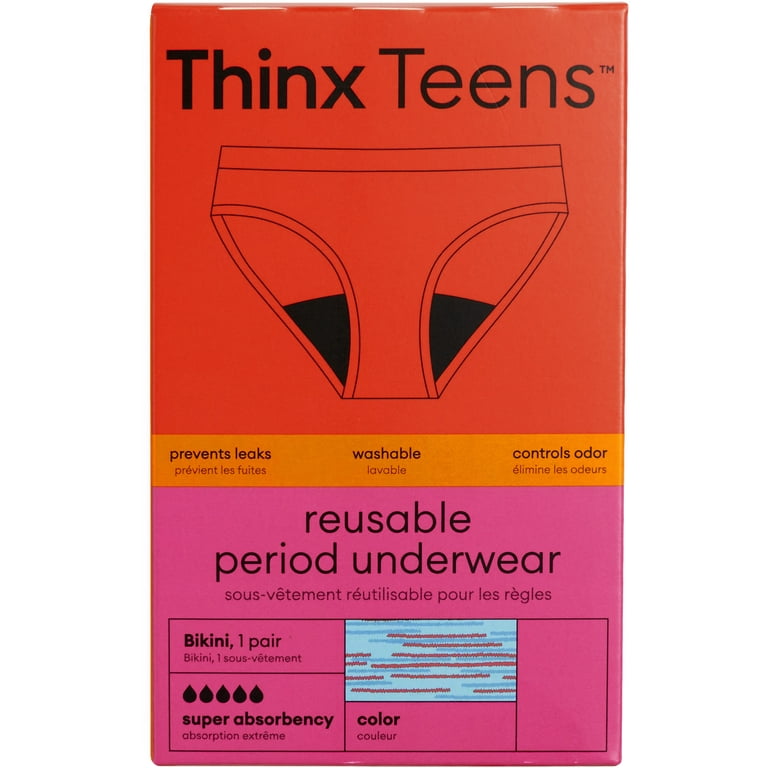 Thinx Teens Super Absorbency Cotton Bikini Period Underwear, Large