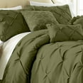 thumbnail image 2 of Chezmoi Collection Sydney 7-Piece Pinch Pleat Comforter Set, Lightweight Pintuck Bedding for All Season, Queen, Olive, 2 of 7
