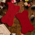 thumbnail image 4 of Knitted Dog Christmas Stocking, Bone Shape Christmas Stocking for Dogs Pets, Xmas Fireplace Hanging Stockings for Family Holiday Season Decor Christmas Bags - Child Cute Bone One Claw (Red), 4 of 5