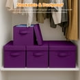 thumbnail image 3 of PinkSheep Collapsible Storage Bins with Lids, Stackable Fabric Cube Storage Organizer Basket Bin with Handles (10.5" x 10.5"), 2 Pack, Purple, 3 of 9