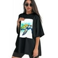 thumbnail image 3 of Plus Size Shirt for Women Black Tops for Women Short Sleeves Shirt for Women Turtle T Shirt Crewneck Shirt for Women XL, 3 of 5