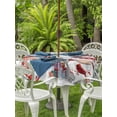 thumbnail image 2 of Outdoor Tablecloth with Umbrella Hole and Zipper, Christmas Gnomes Round Table Cloth 54 Inch Waterproof Tablecloth, Xmas Trees Snowman Red Birds Snowflake Picnic Table Cover for Patio Camping, 2 of 7