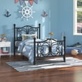 thumbnail image 4 of Twin Size Metal Platform Bed Frame With Butterfly Design Headboard And Footboard, No Box Spring Needed, Easy Assembly, Black, 4 of 8