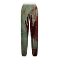 thumbnail image 4 of DeHolifer Women Pants High Waist Elastic Waist Halloween Graphic Print Drawstring Straight Leg Pants with Pockets Red 2XL, 4 of 5