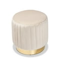 thumbnail image 4 of Baxton Studio Kirana Glam and Luxe Beige Velvet Fabric Upholstered and Gold PU Leather Ottoman, 4 of 7